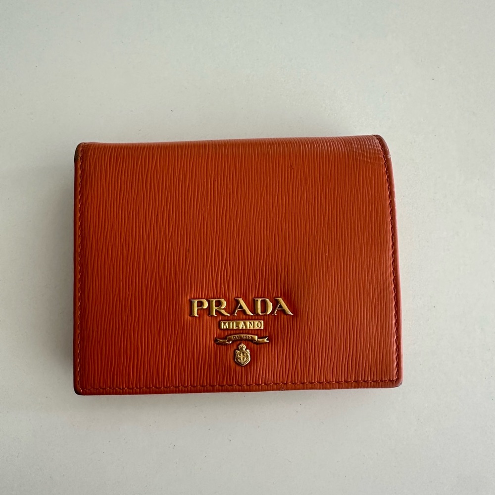 Prada Papaya Vitello Move Bifold Compact - Picture 3 of 4